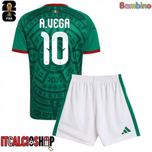Messico Alexis Vega #10 Prima Maglia Bambino Mondiali 2026 Manica Corta (+ Pantaloni corti)